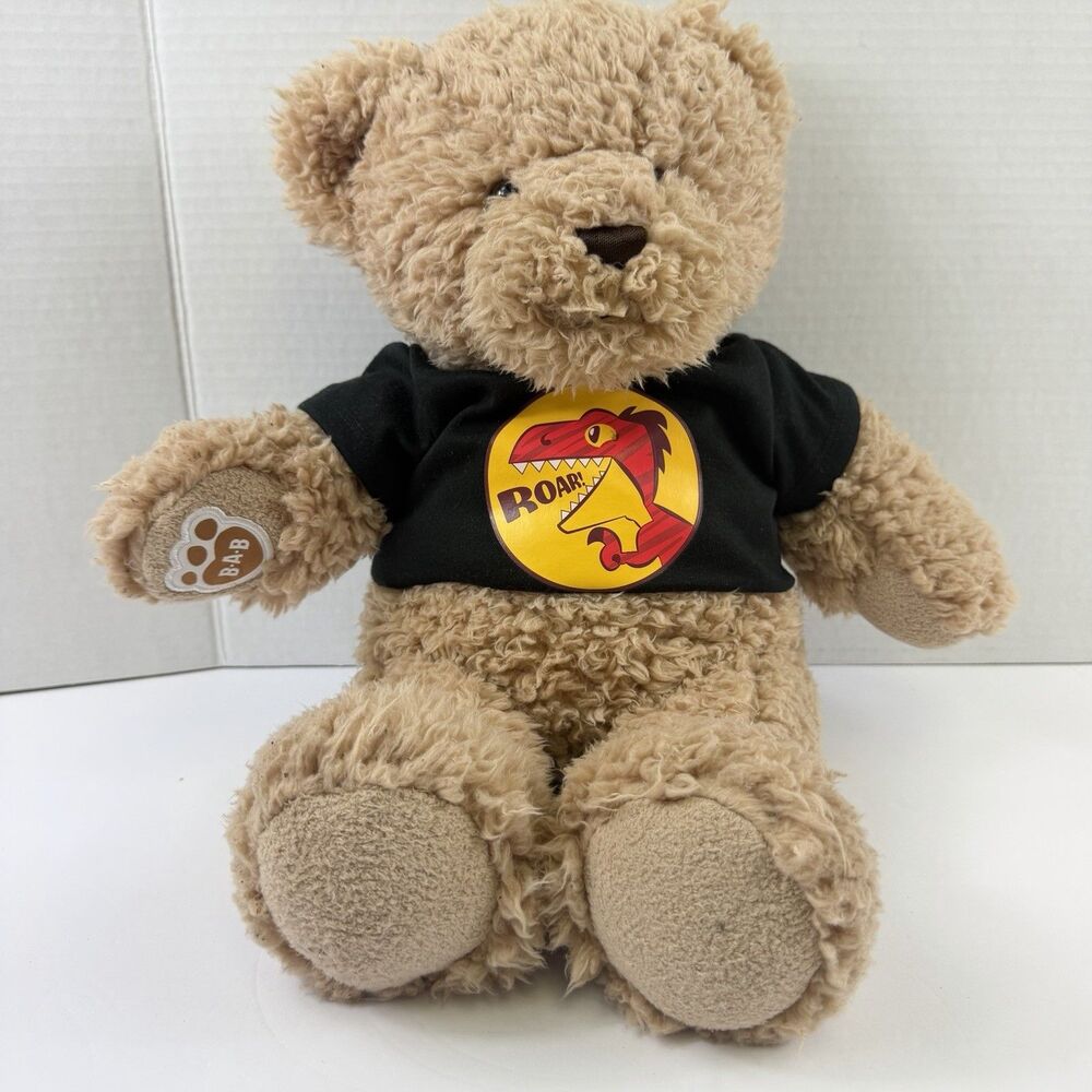 Build A Bear  BAB Brown Timeless Teddy With Roar T-Shirt And Strawberry Scented